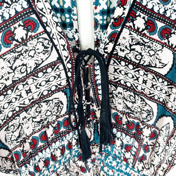 Cleobella Wesley Bohemian Tassel Smocked Waist Romper Shorts W/ Pockets Size S - Picture 8 of 9